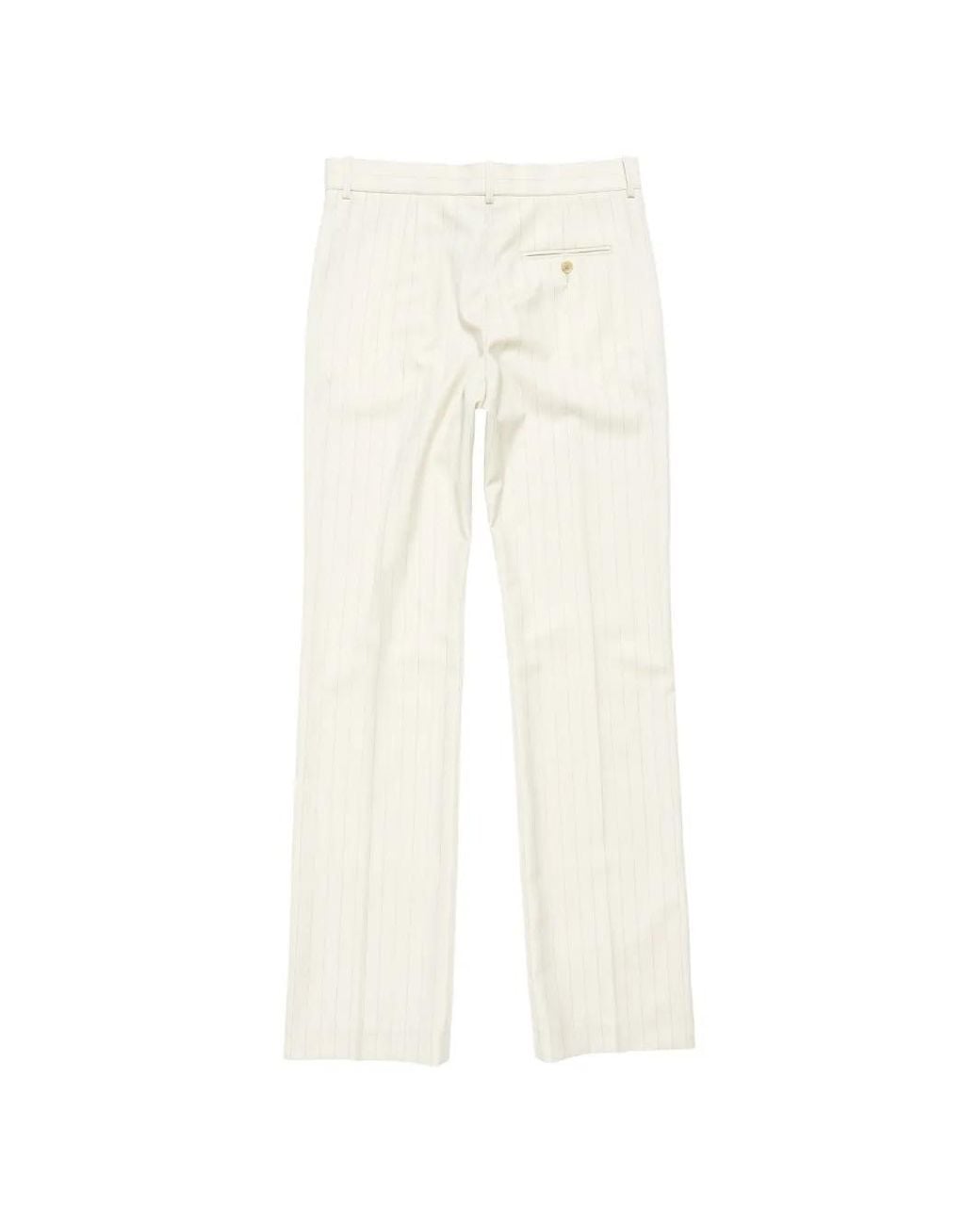 Acne White Wool Pinstripe Trousers
