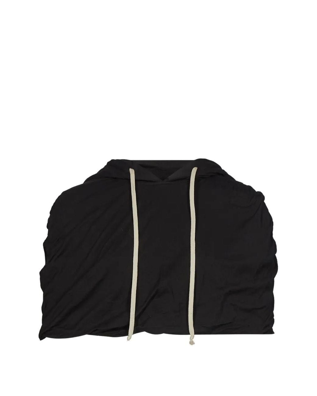 Rick Owens Black Cropped Drawstring Hoodie
