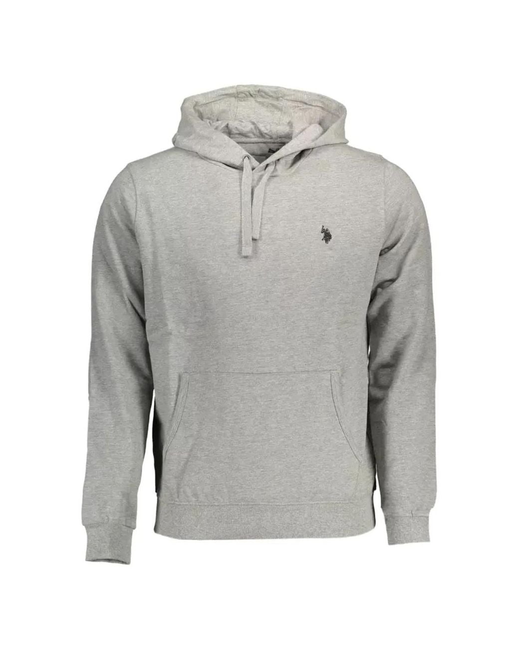 U.S. POLO ASSN. Gray Logo-Embroidered Kangaroo-Pocket Hoodie for men
