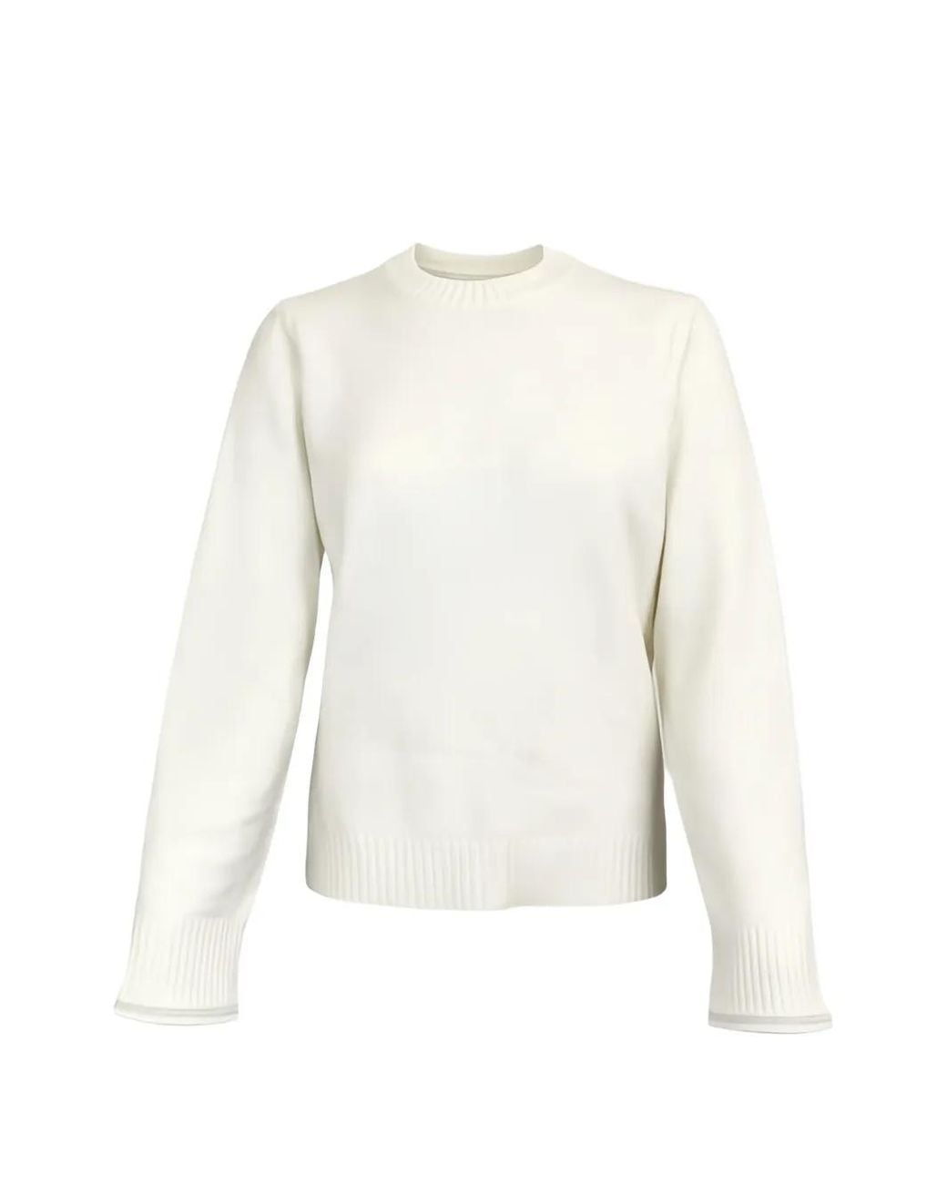 Fabiana Filippi White Crew-Neck Wool-Silk-Cashmere Blend Sweater