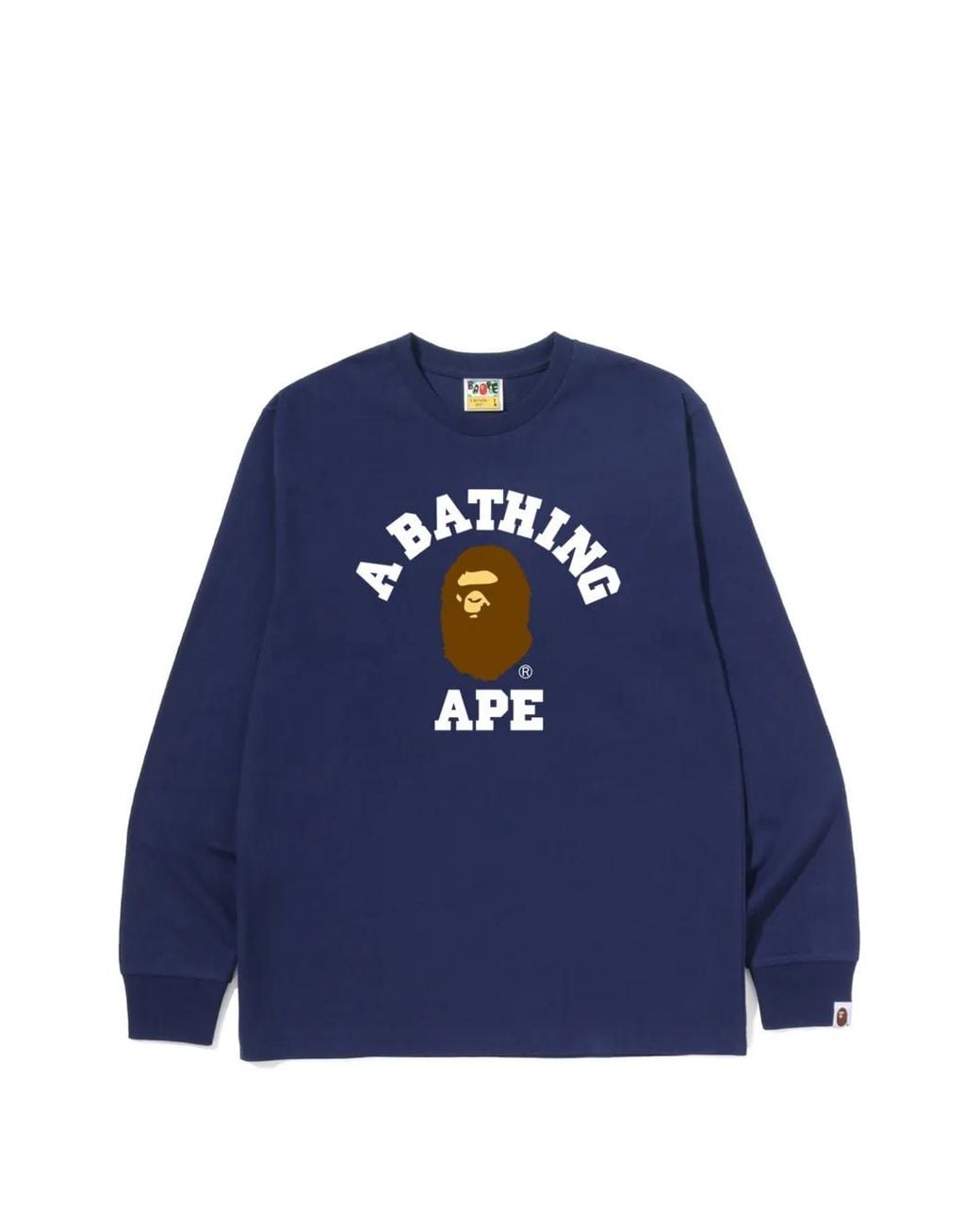 A Bathing Ape Blue Logo-Print Long-Sleeve T-Shirt for men