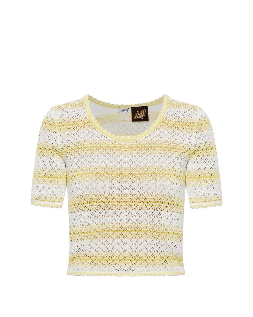 Loewe Natural Striped Pointelle-Knit T-Shirt