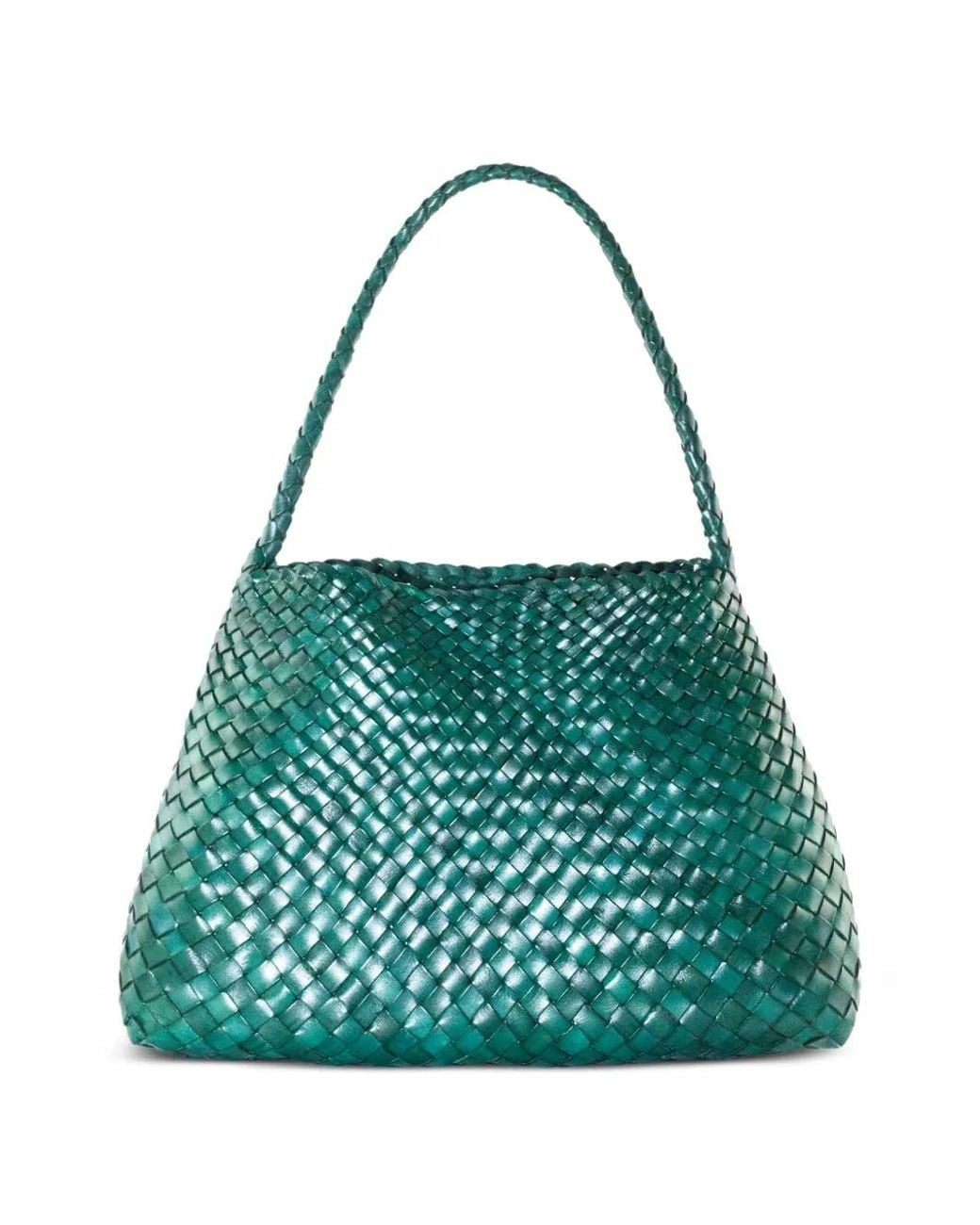 Dragon Diffusion Green Woven Leather Shoulder Bag