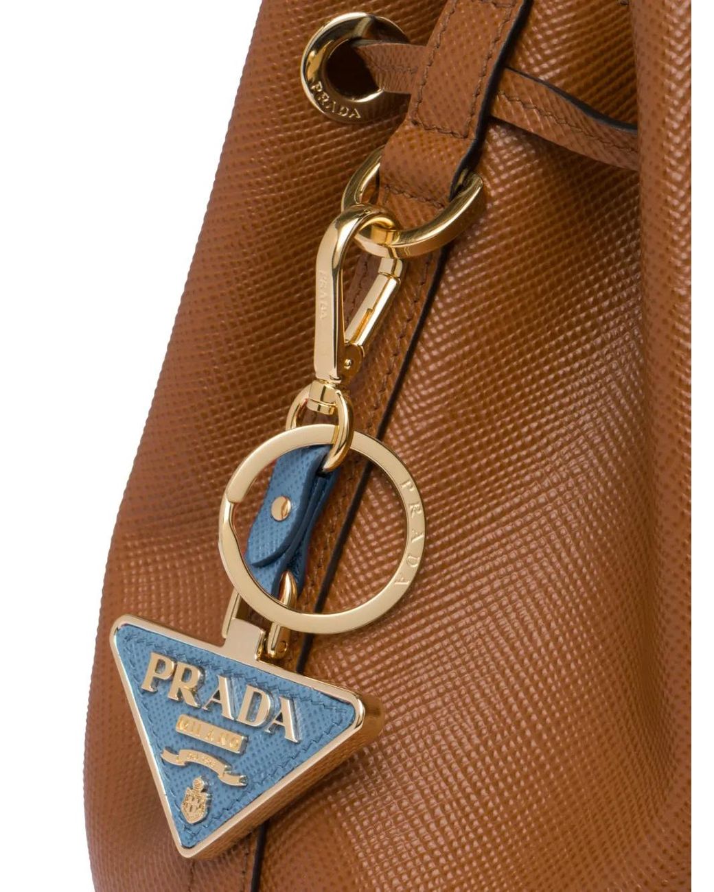 Prada Blue Saffiano Leather Keychain