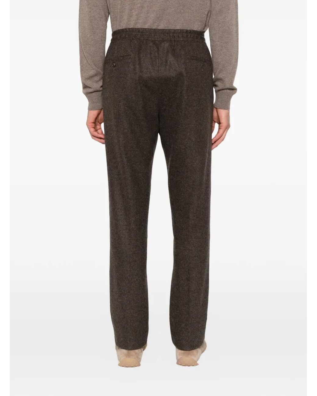 Corneliani Gray Drawstring-Waist Pleated Trousers for men