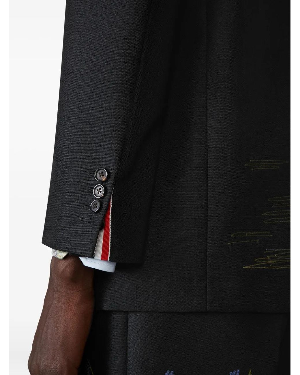 Thom Browne Black Embroidered Blazer for men