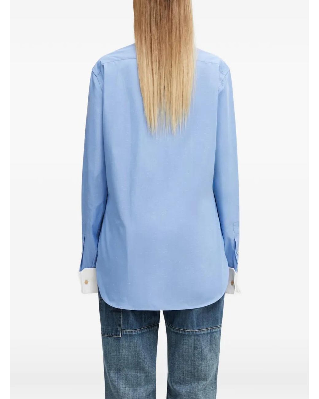 Wales Bonner Blue Portrait Long-Sleeve Shirt