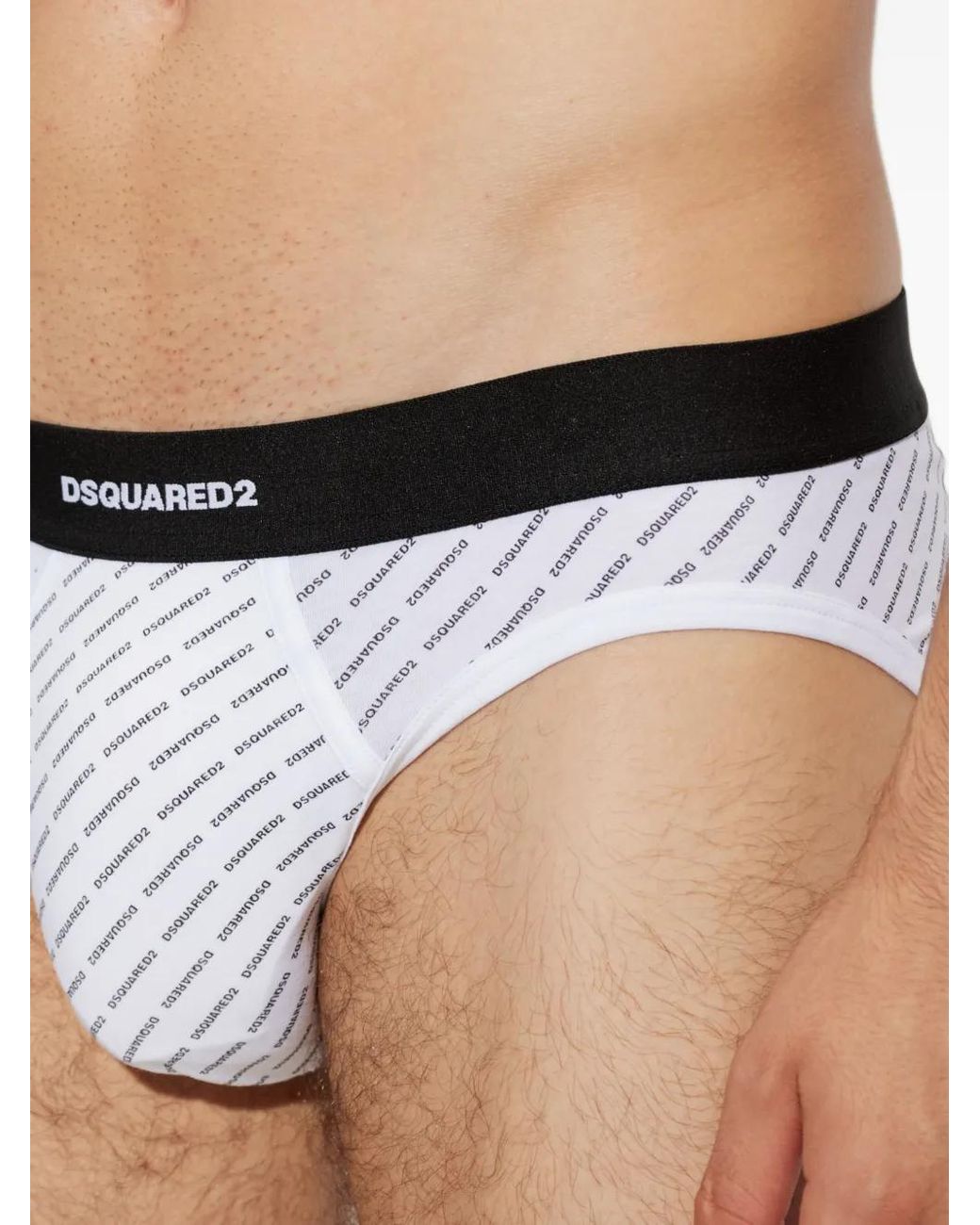 DSquared² White Logo-Print Briefs for men