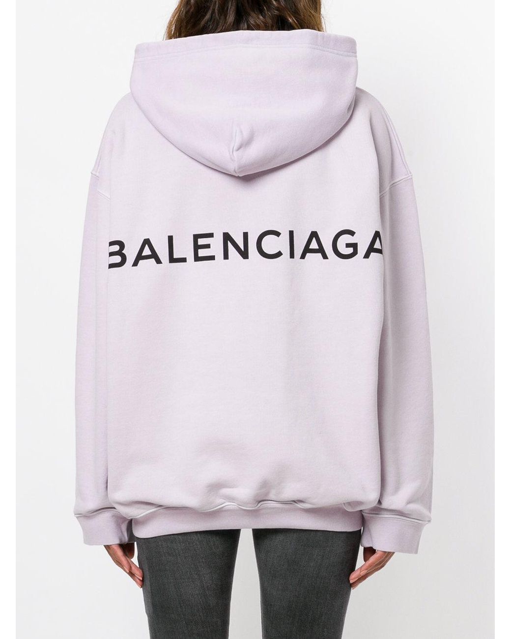 Sweat à capuche à logo au dos Balenciaga en coloris Rose | Lyst