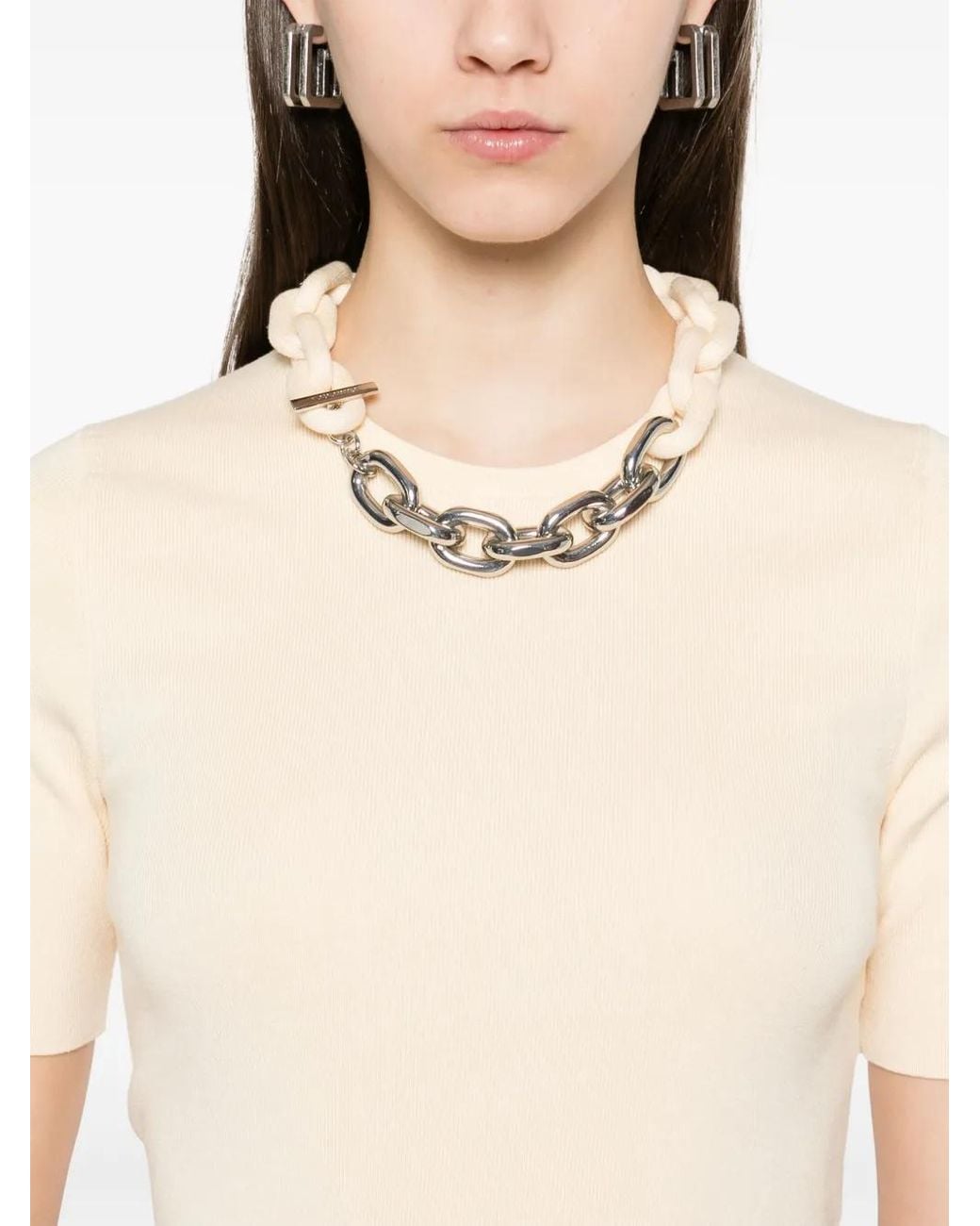 Rabanne Natural Chain Link-Detail Top