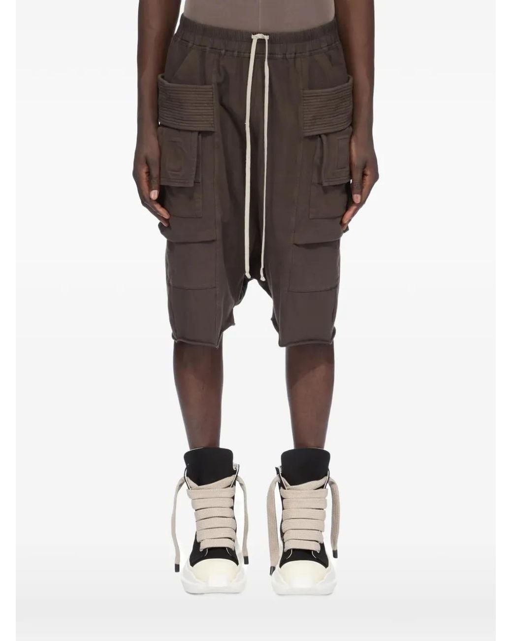 Rick Owens Brown Creatch Cargo Pods Multi-Pocket Cargo Shorts for men