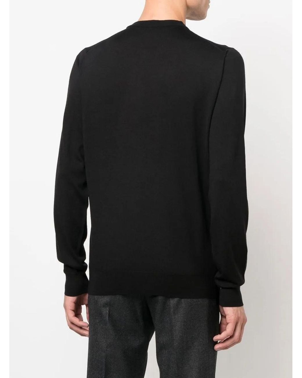 Corneliani Black Crew-Neck Long-Sleeve Jumper for men