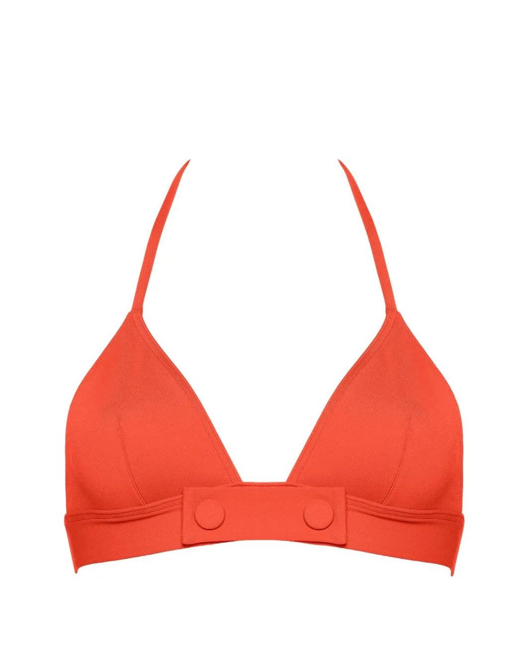 Eres Red Triangle-Cup Button-Detail Bikini Top