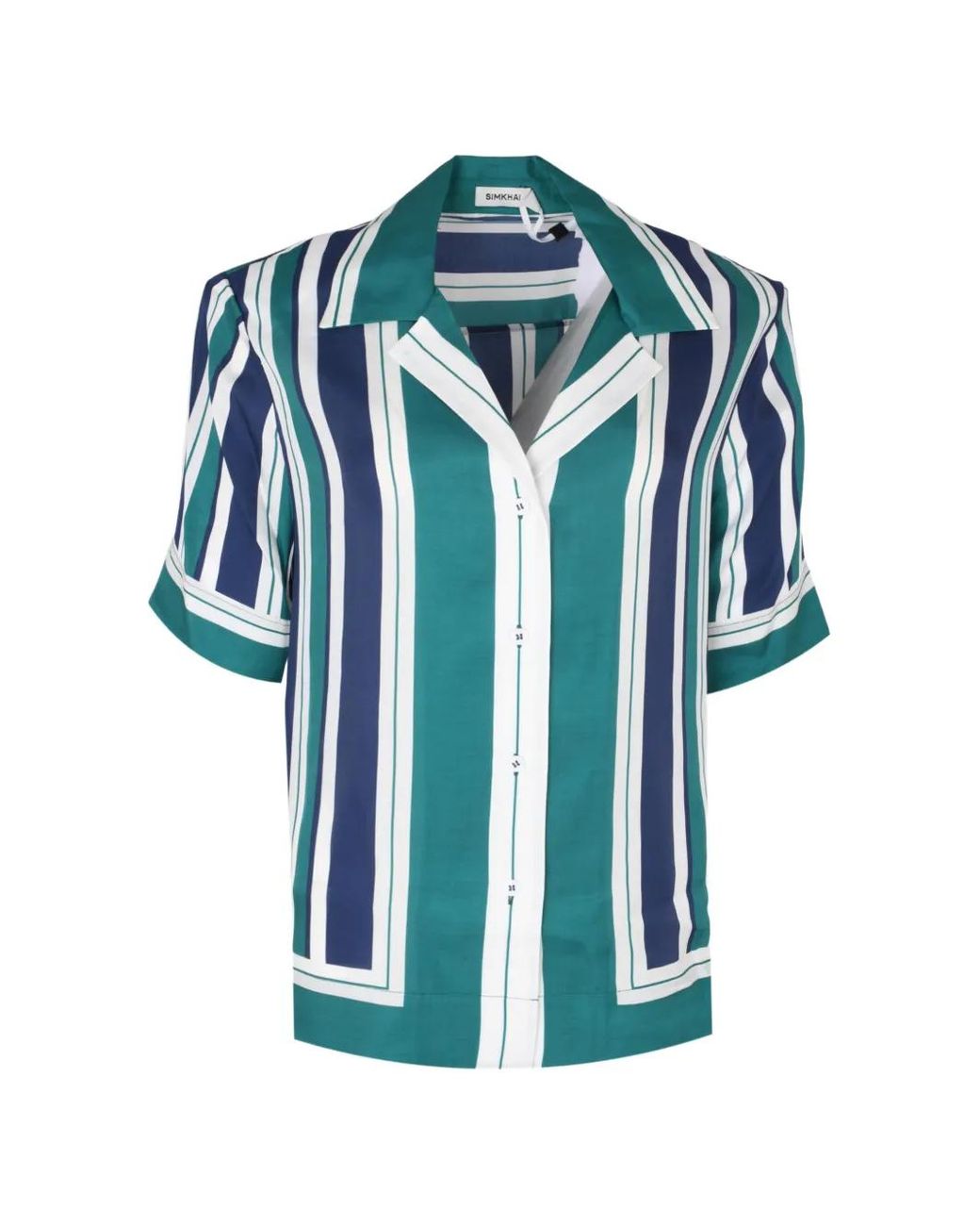 Jonathan Simkhai Blue Koda Striped Shirt