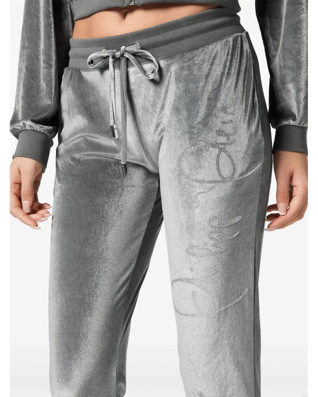 Philipp Plein Gray Crystal Signature Trousers