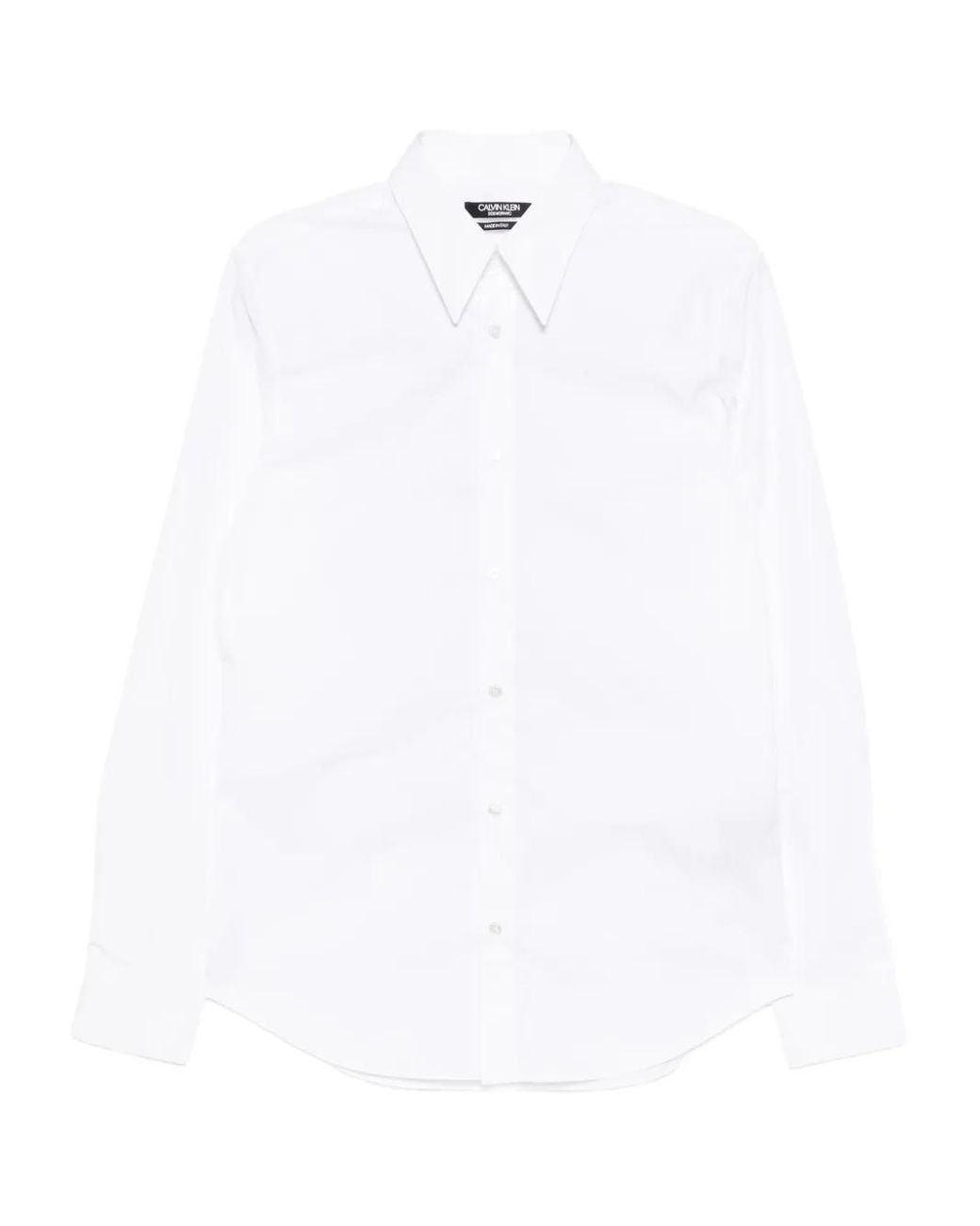 Calvin Klein White Slogan-Embroidered Shirt for men