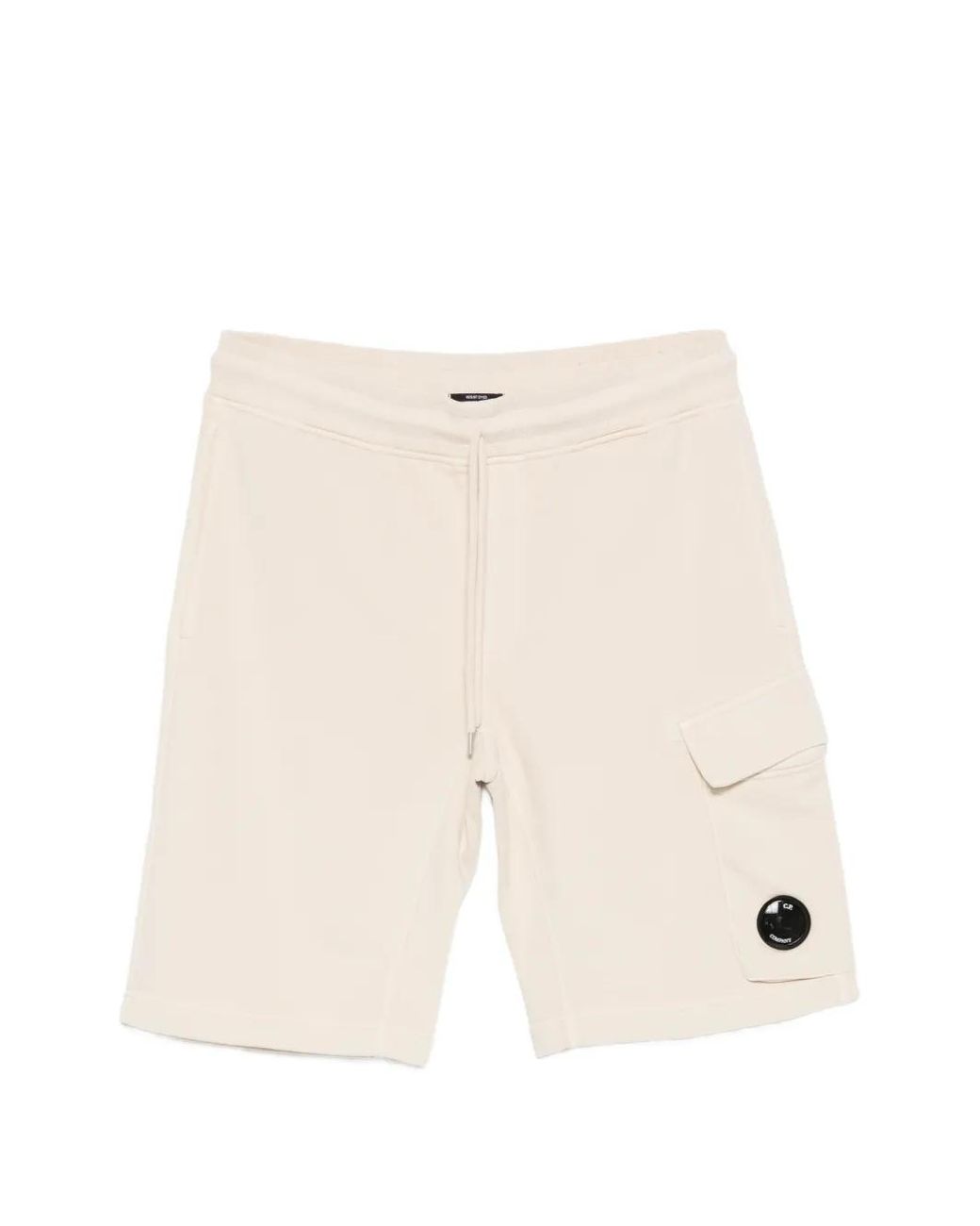 C P Company Natural Cotton Diagonal Fleece Cargo Sweatshorts for men