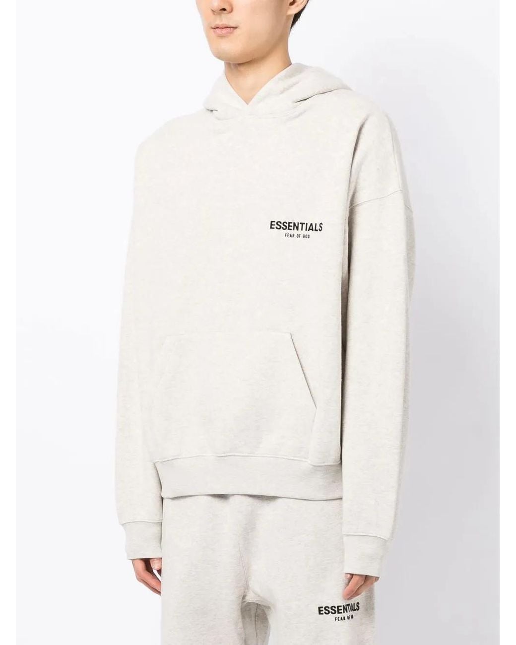 Fear Of God White Logo-Print Cotton-Blend Hoodie for men
