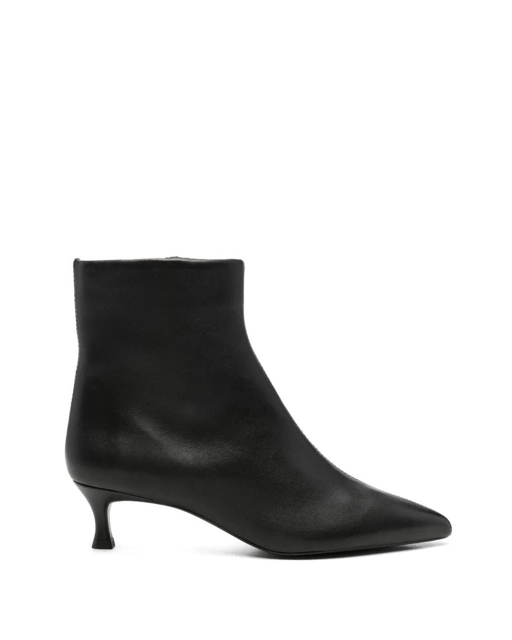 Unisa Black Pointed-Toe Leather Ankle Boots