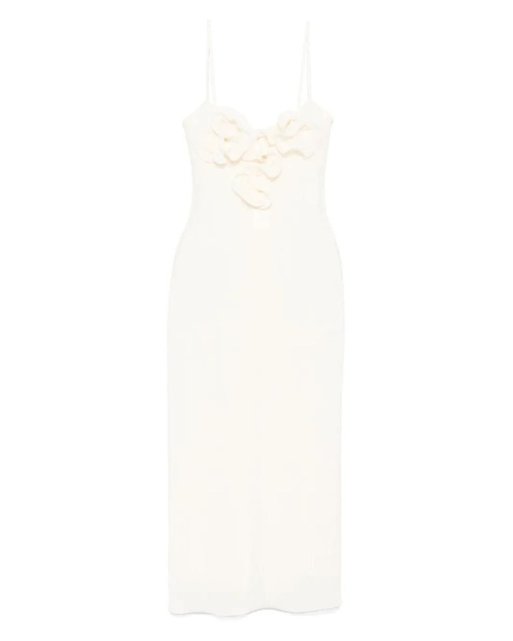Magda Butrym White Floral-Appliqué Midi Dress
