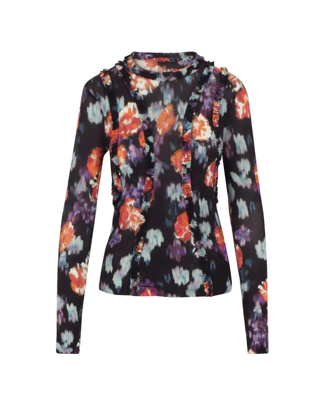 Ulla Johnson Blue Ruffled Floral-Print Top
