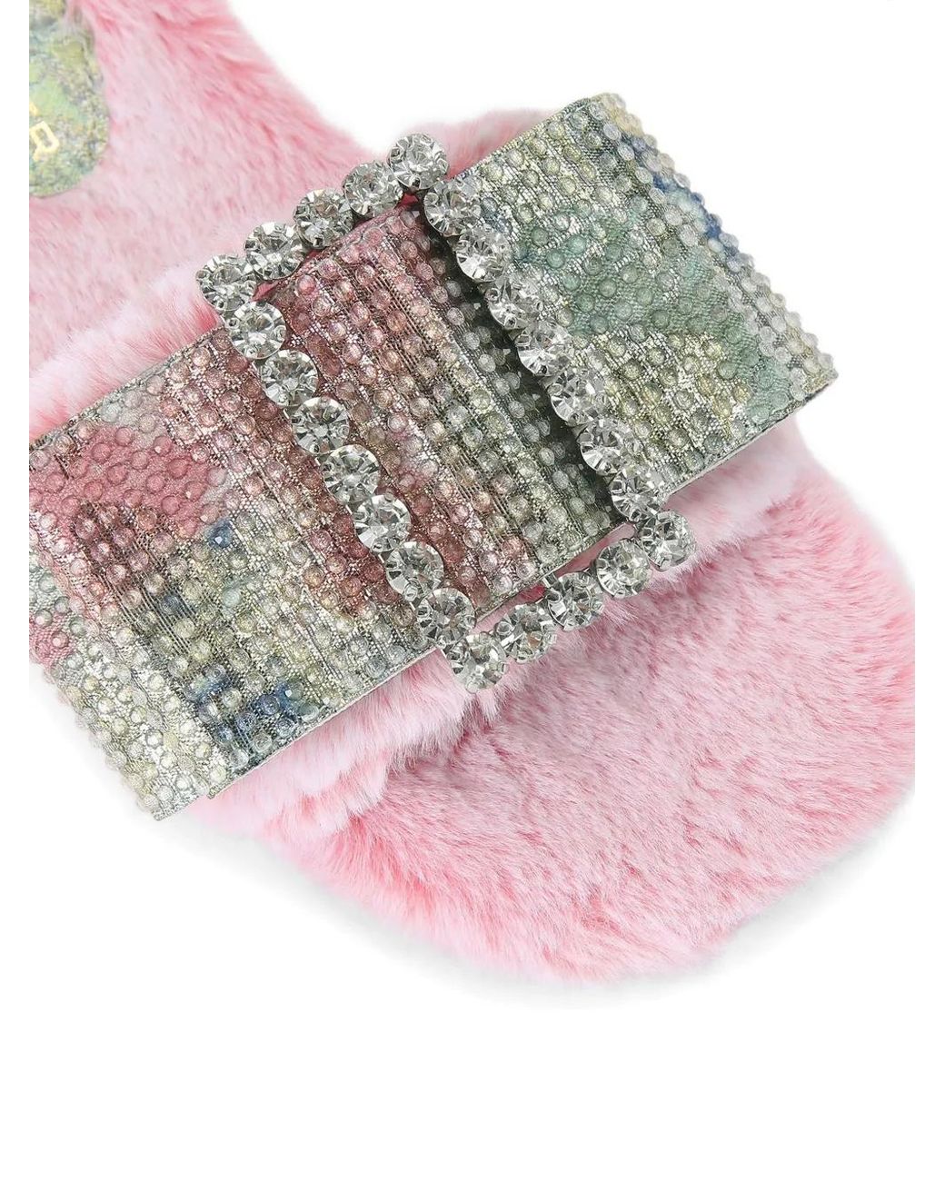 Kurt Geiger Pink Crystal Bow Cosy Slides
