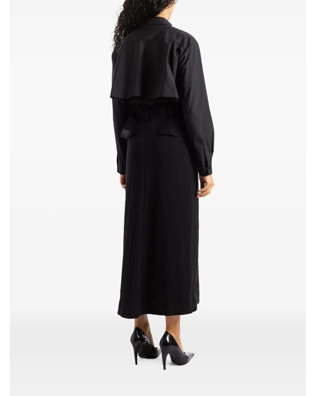 Sacai Black Satin Midi Dress