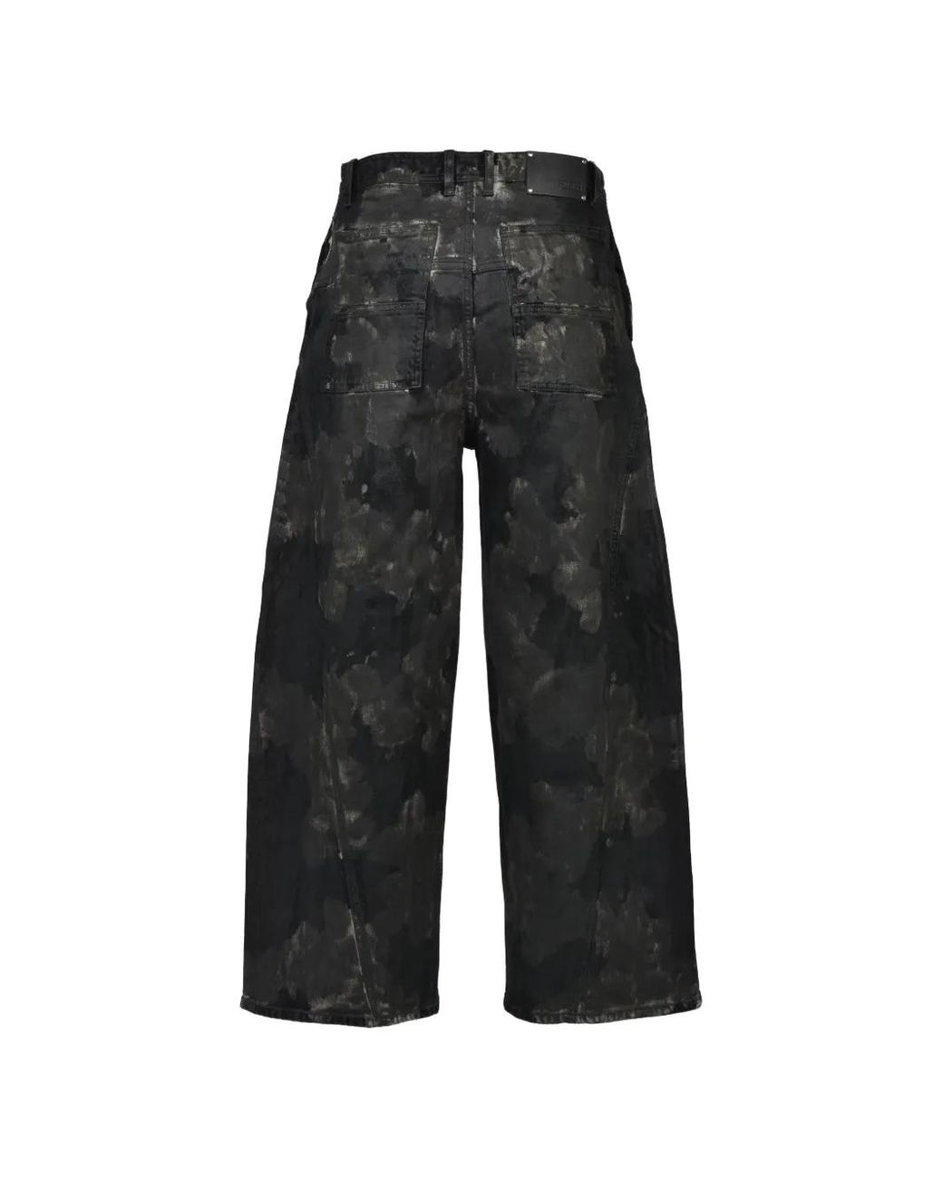 FILTH Black Waxed Baggy-Cut Trousers for men