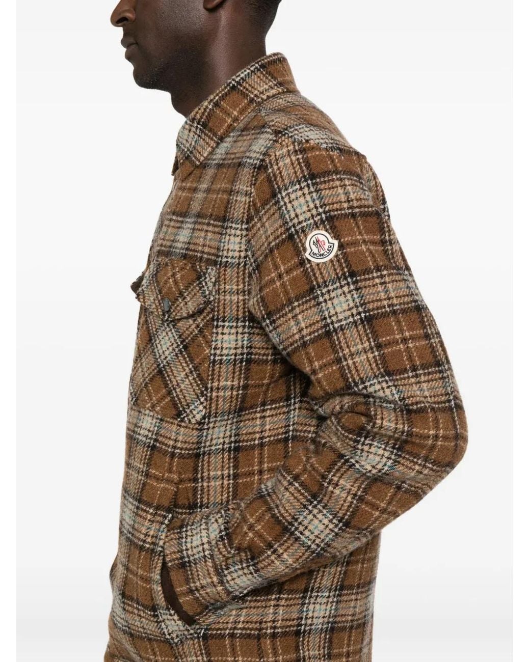 Moncler Brown Check Pocket Shirt for men