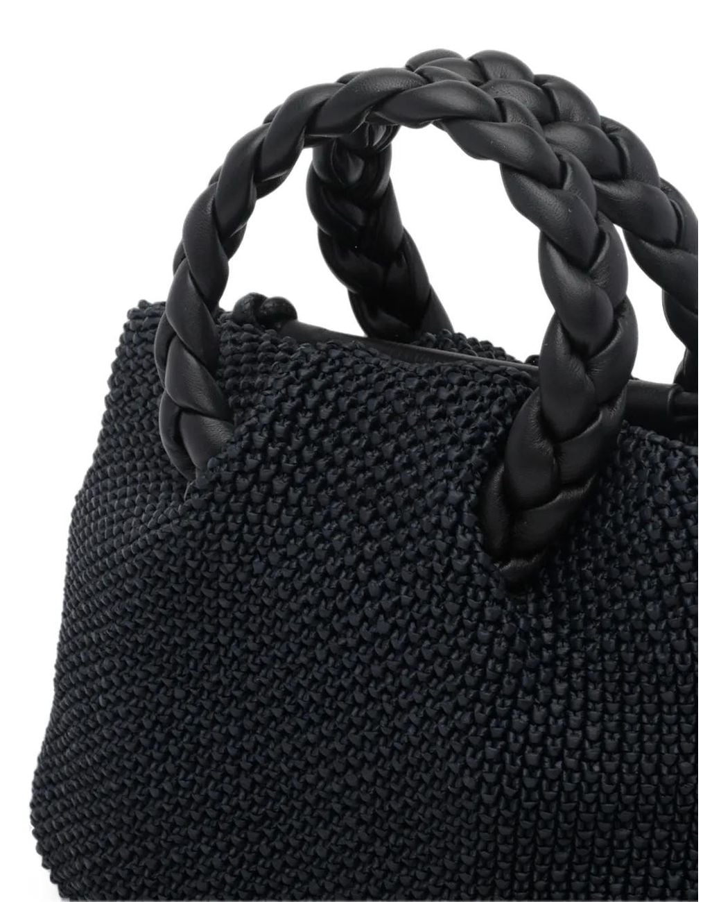 Hereu Black Bombom Braided Tote Bag