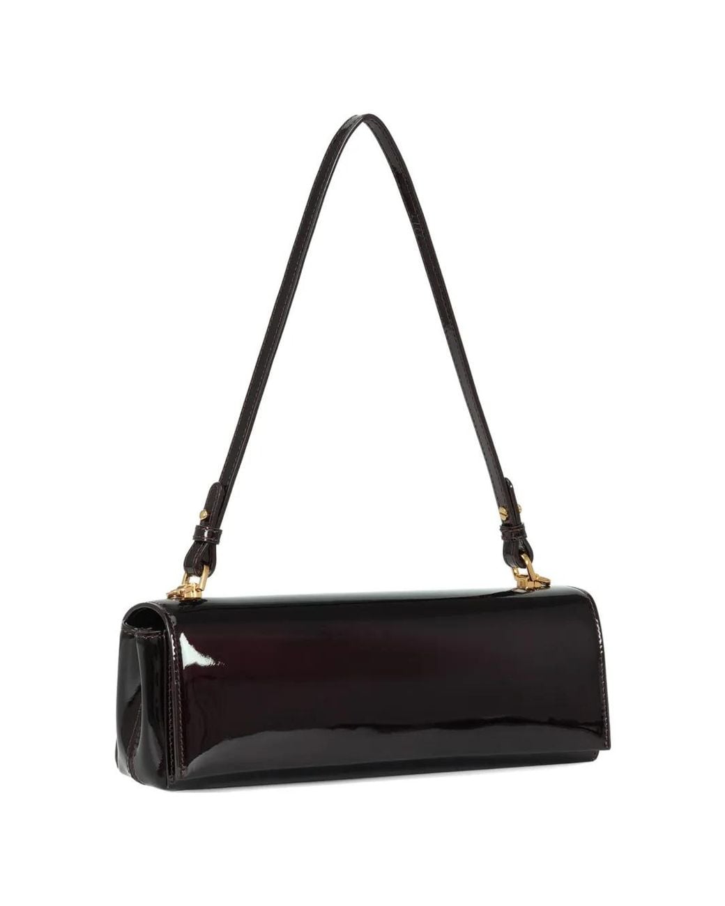 POTAMY Black Stripe Leather Shoulder Bag
