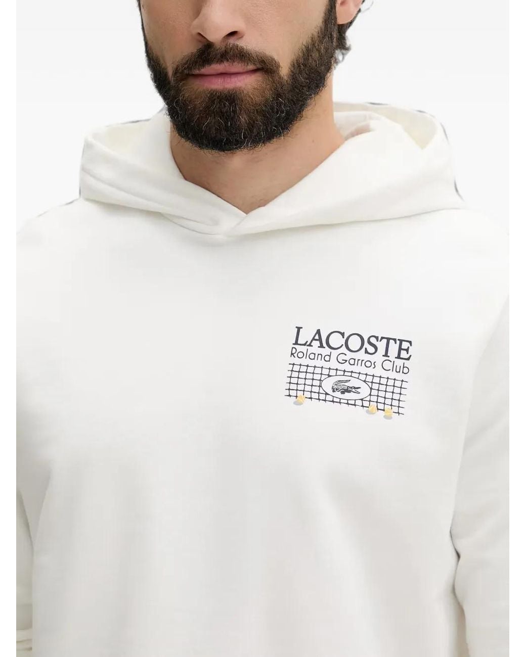 Lacoste White Hoodie Roland-Garros