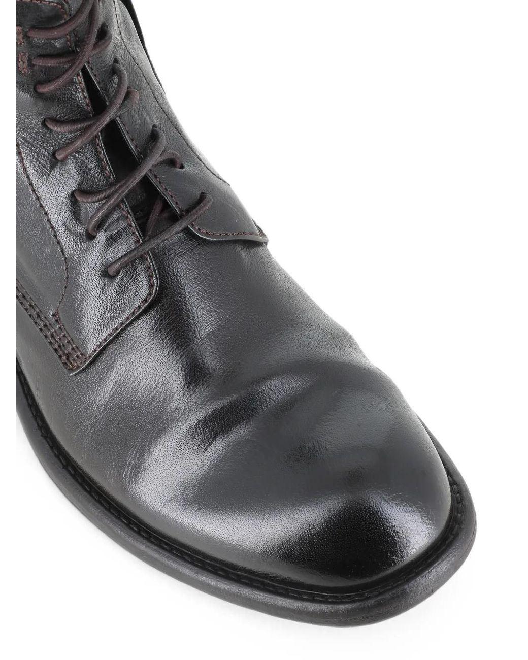 Officine Creative Black Calixte Lace-Up Leather Ankle Boots
