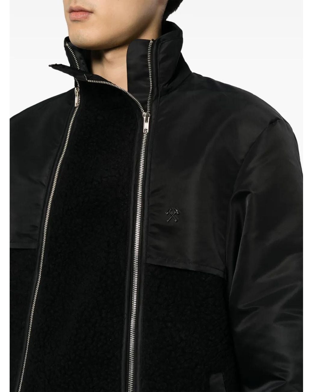 GmbH Black Jahan Logo-Plaque Funnel-Neck Jacket for men