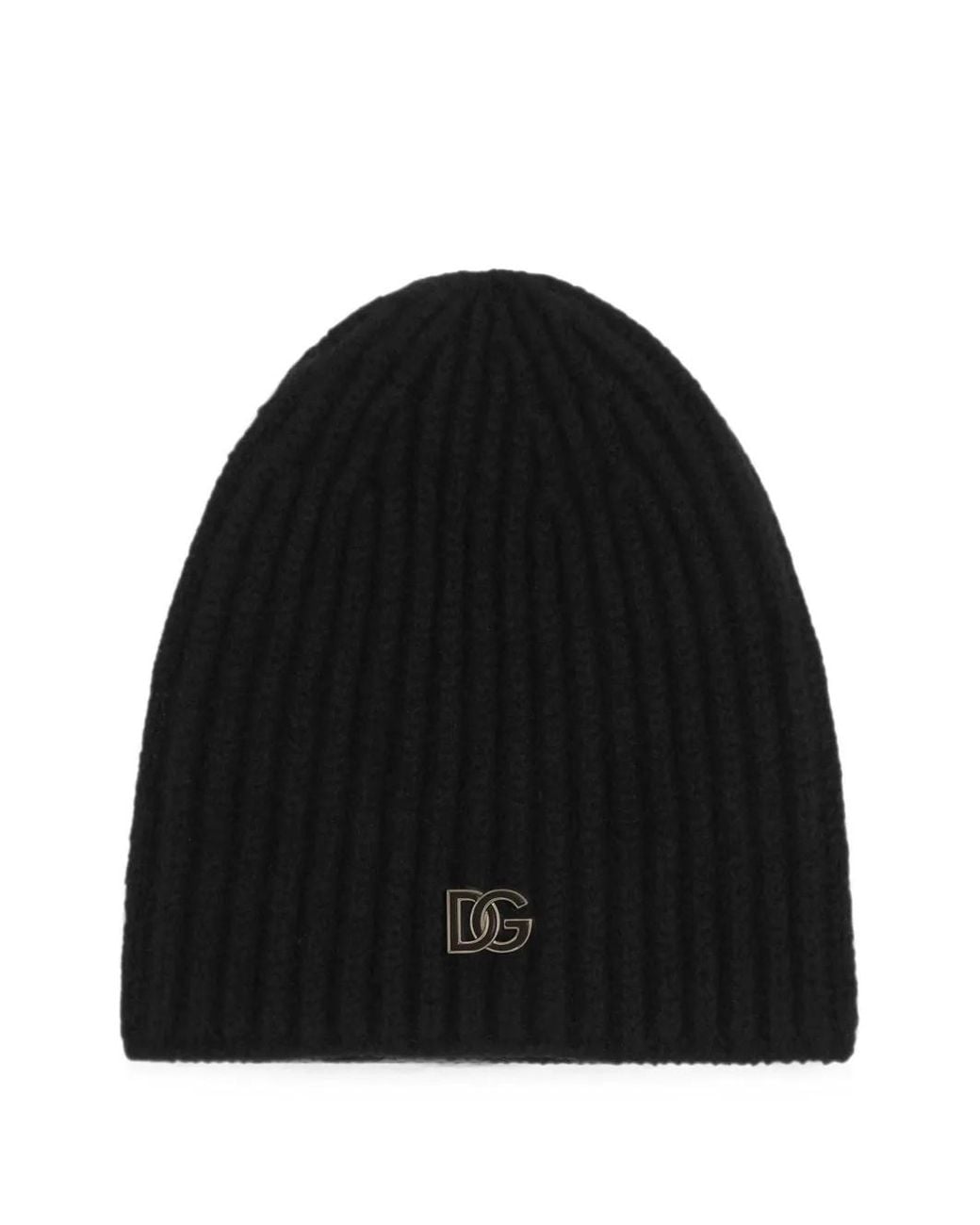 Dolce & Gabbana Black English Rib Knit Hat