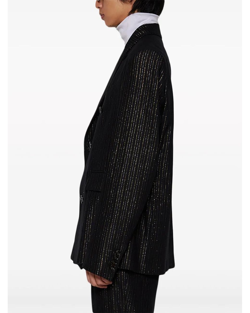 Amiri Black Metallic-Stripe Double-Breasted Blazer for men