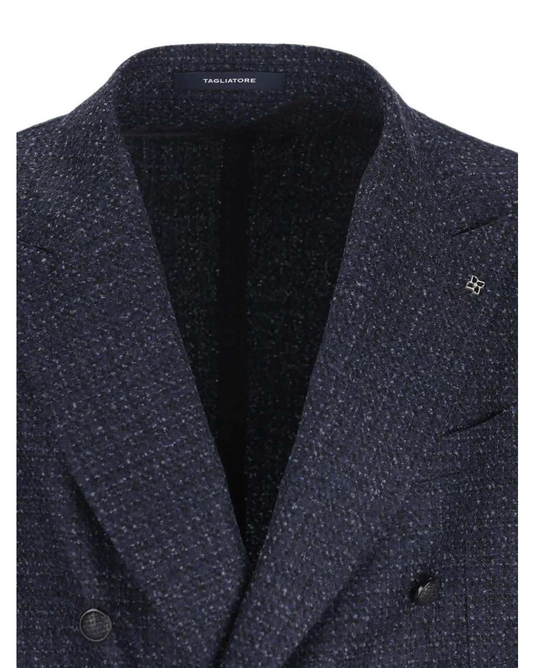 Tagliatore Blue Double-Breasted Peak-Lapel Jacket for men