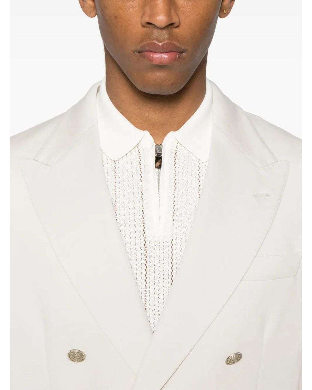 Eleventy White Double-Breasted Blazer for men