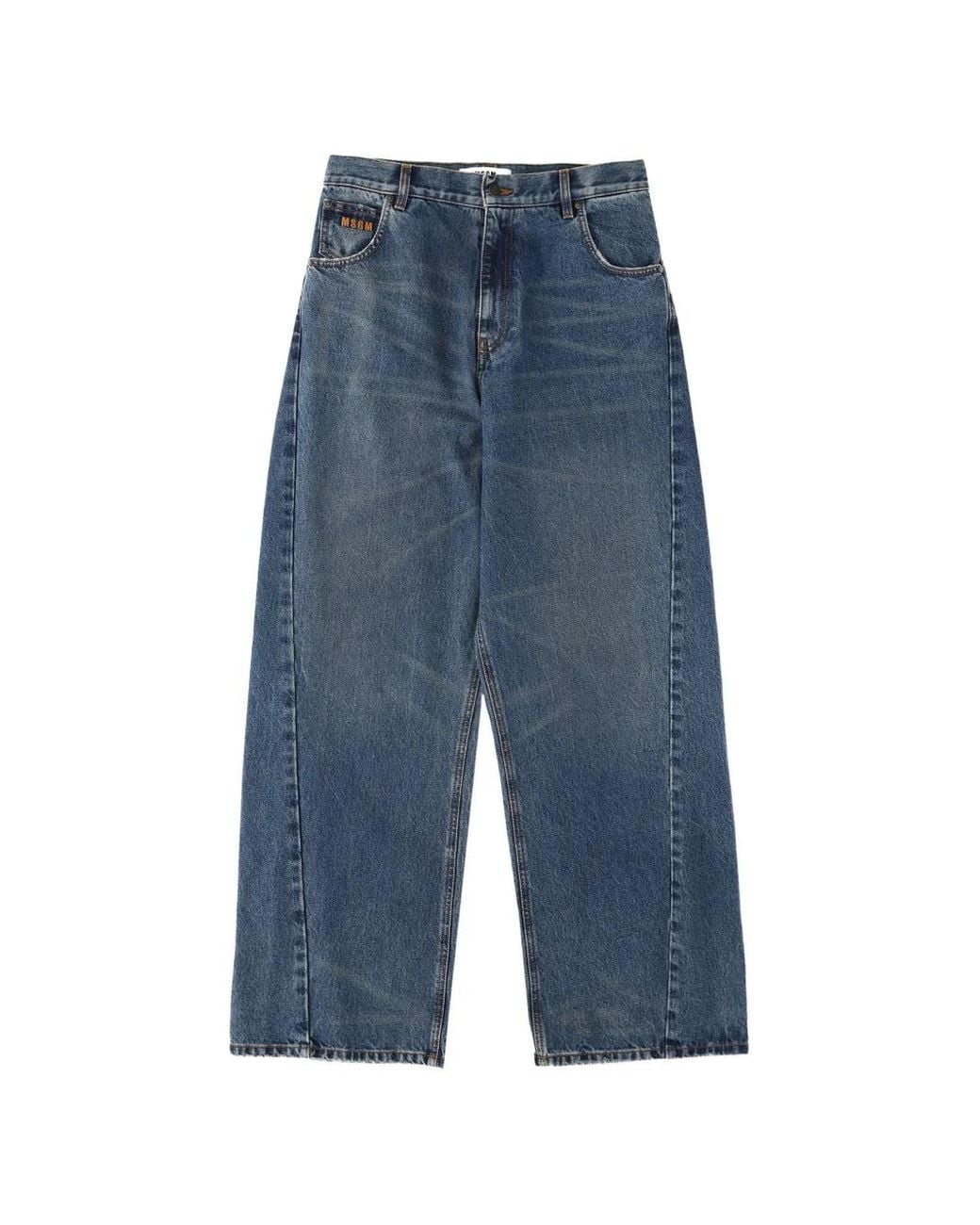 MSGM Blue Faded Wide-Leg Jeans for men