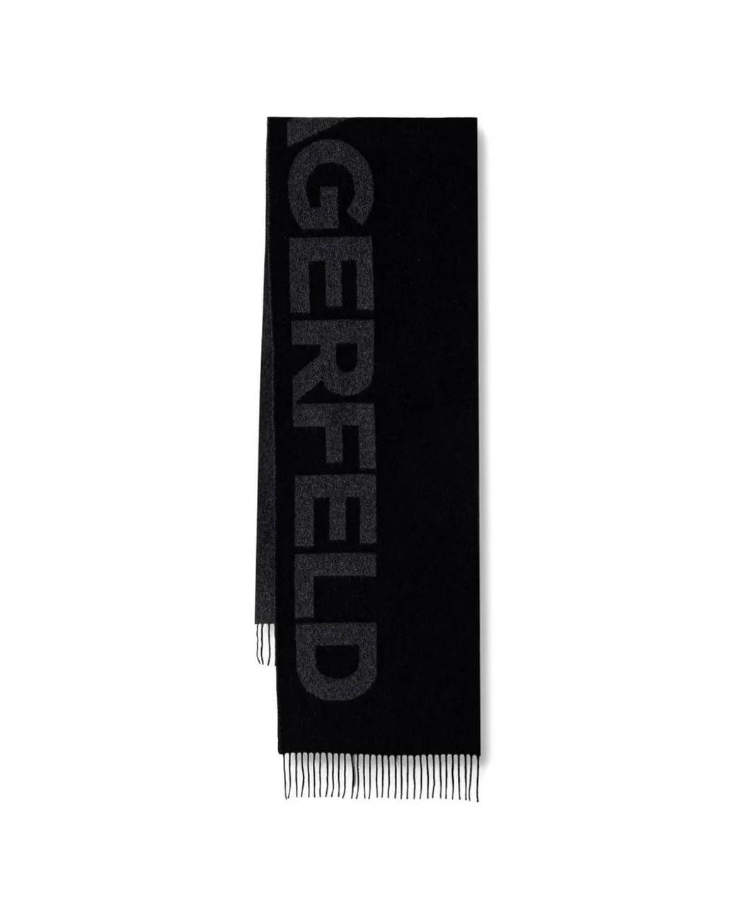 Karl Lagerfeld Black Logo-Intarsia Fringed Scarf for men