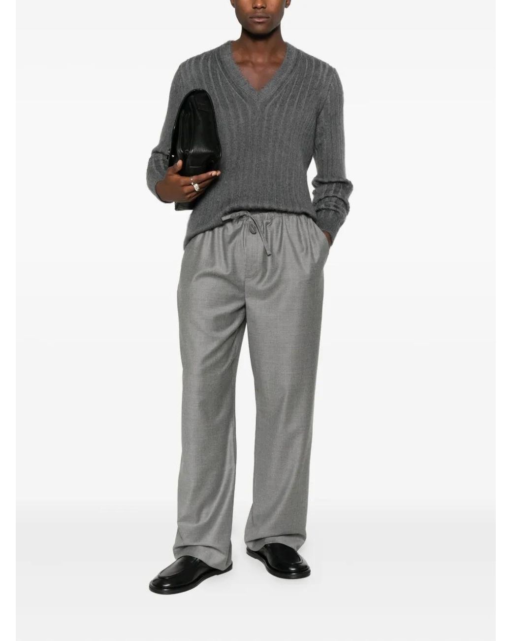 Fendi Gray V-Neck Sweater for men