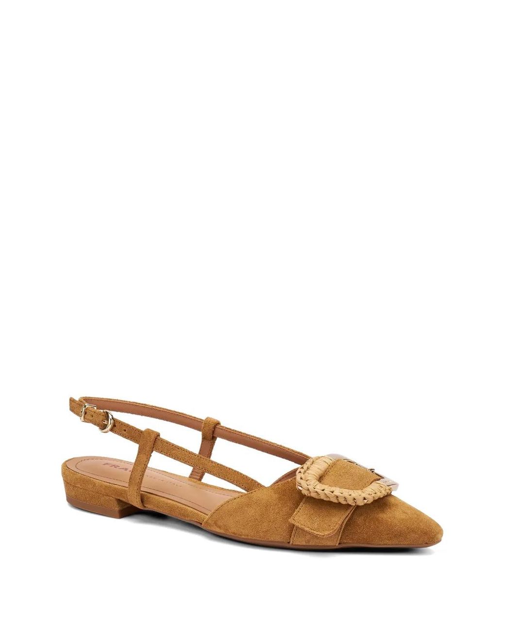 Frau Brown Raffia-Buckle Suede Pumps