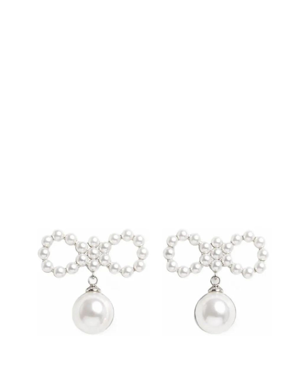 Self-Portrait White Pearl Bow Earrings