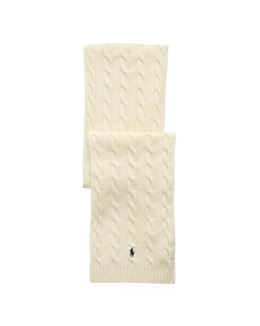 Polo Ralph Lauren White Cable-Knit Wool-Cashmere Scarf for men