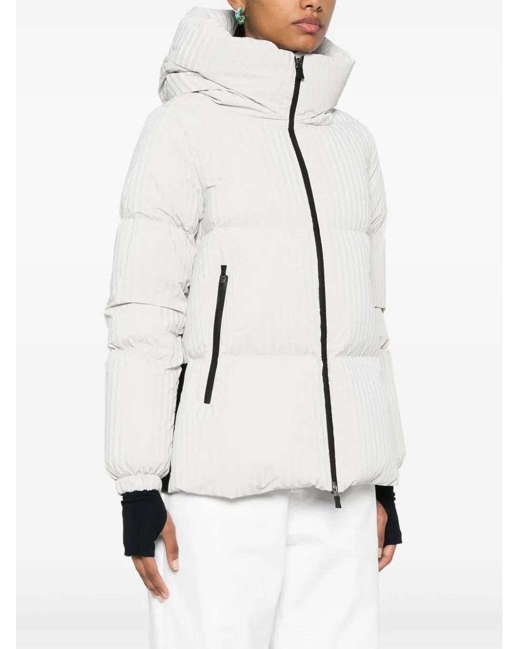Herno White Matelassé-Effect Jumper Jacket