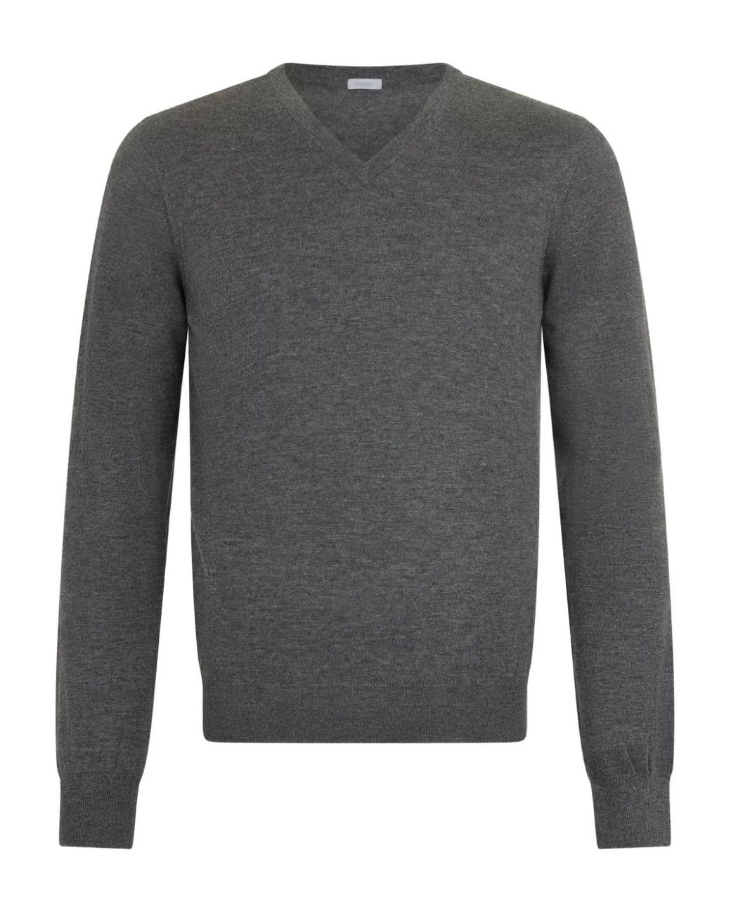Malo Gray V-Neck Long-Sleeve Sweater for men