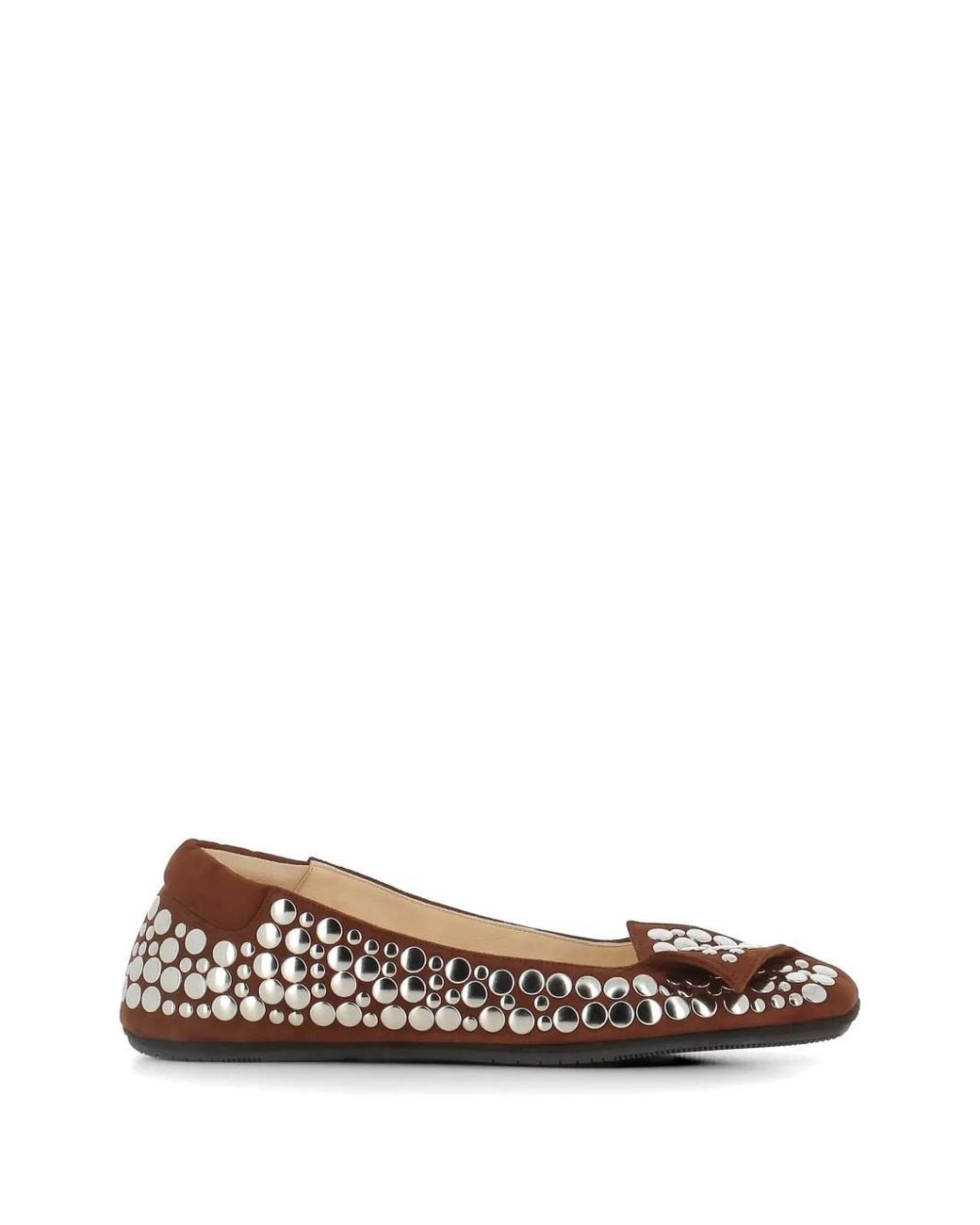 Dove Nuotano Gli Squali White Stud-Embellished Suede Ballet Flats