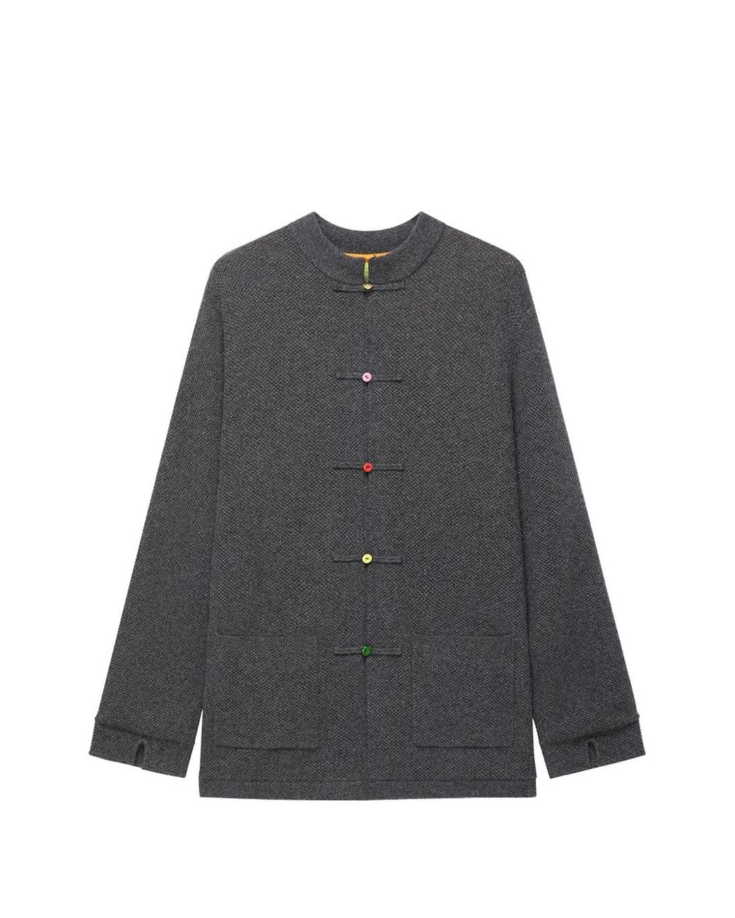 Shanghai Tang Gray Lucky Egg Tang Cashmere Cardigan for men