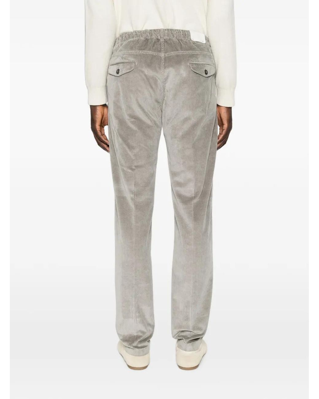 Eleventy Gray Corduroy Drawstring Trousers for men