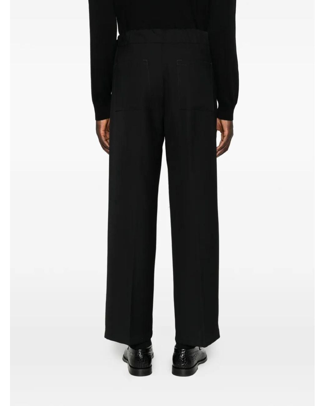 Costumein Black John Belted Straight-Leg Trousers for men